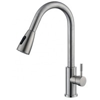 304 stainless steel kitchen faucet brush nickel pull down kitchen sink mixer sprayer