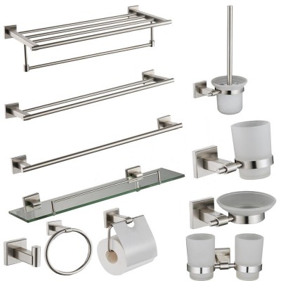 IDEAL Economic Pieces Stainless steel 5 star hotel accessories 6 pcs bathroom accessory set apartment office