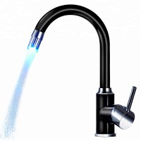 Brushed Chrome single handle rotation matte black kitchen faucet