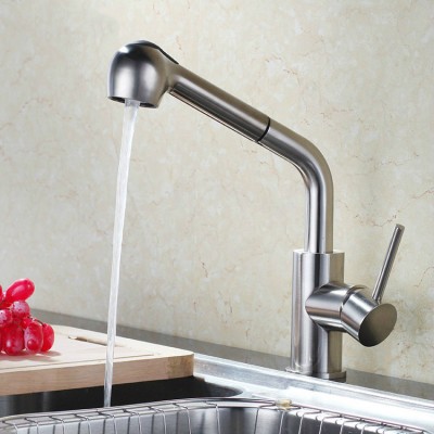 SUS304 Stainless Steel Kitchen Brushed Faucet Hot Cold Water Mixer Tap Quality Kitchen Sink Faucet Pull Down