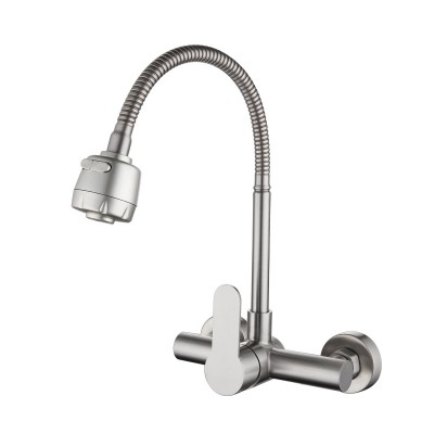 wall mount Sanitary Ware Stainless Steel Hot and Cold Single Handle Deck Mounted Sink Water Mixer Tap Robinet Kitchen Faucet