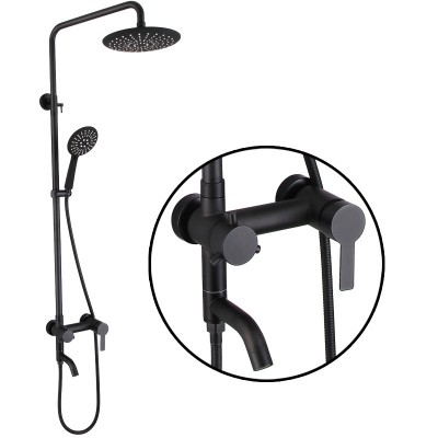 IDEAL hotel matte black wall mounted bathroom rain shower with handheld shower head mixer shower system set